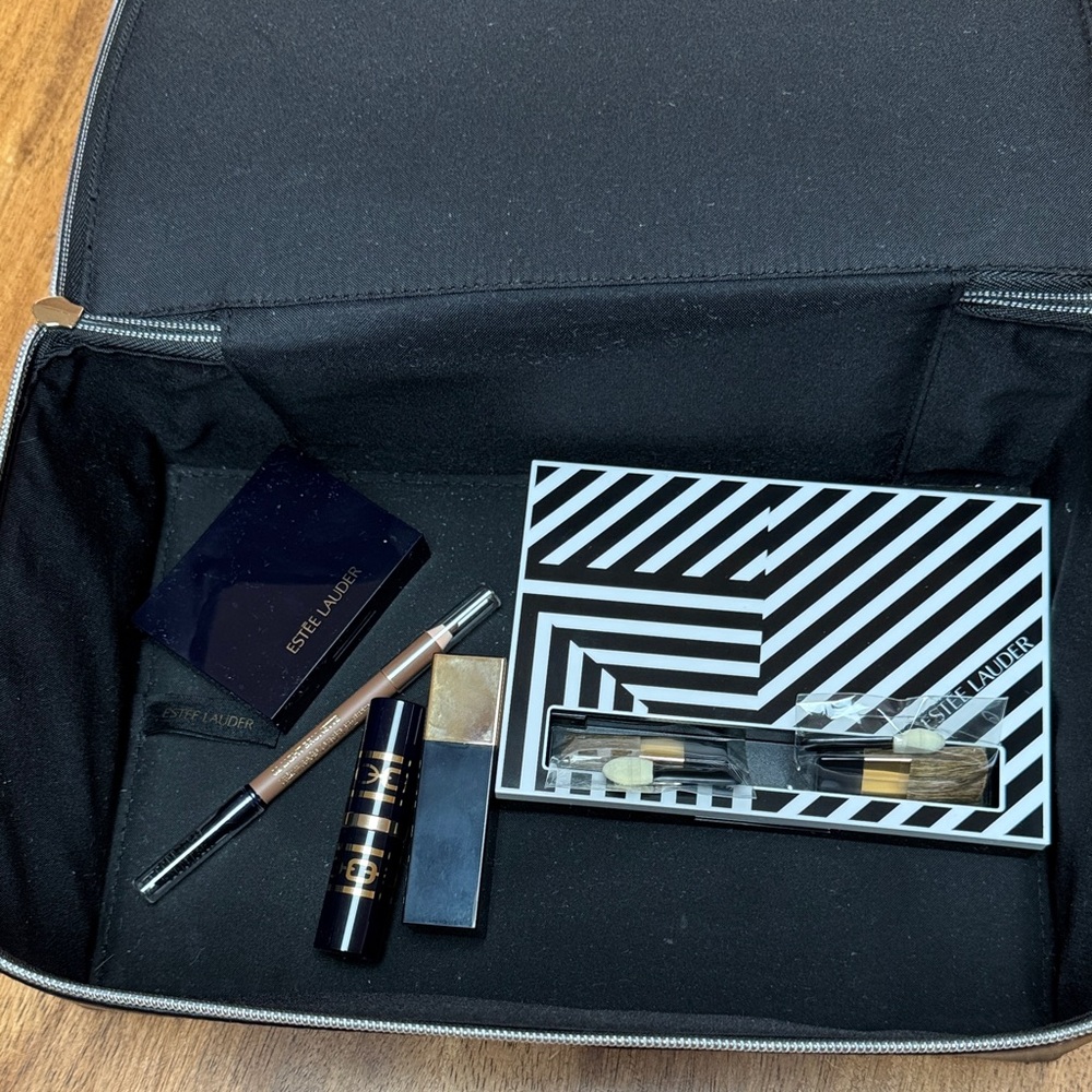 Estee Lauder Black and Gray Cosmetic Bag with makeup included - Picture 13 of 15